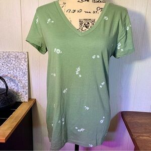 Gap Green/ Gray Daisy Print Tee